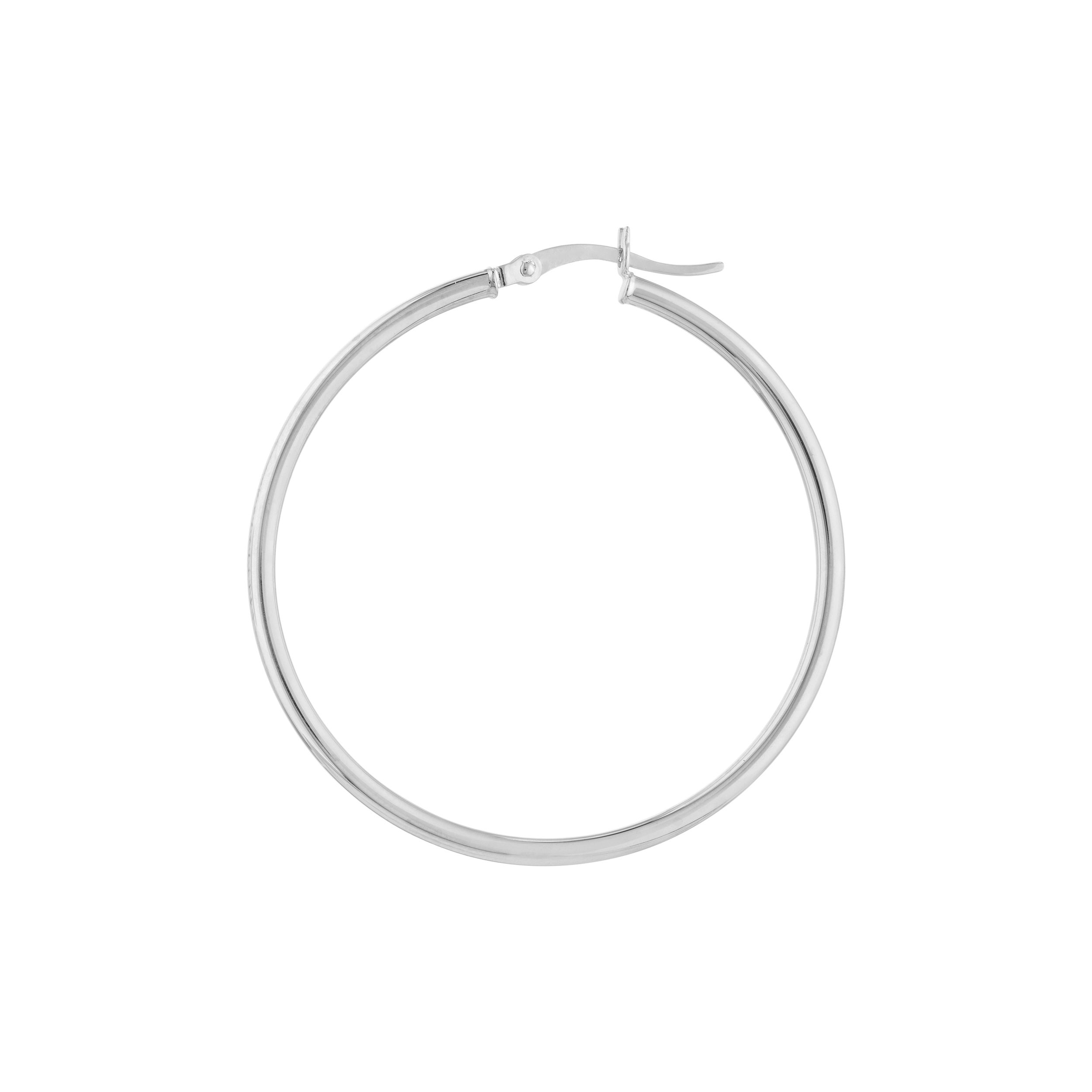 FB Jewels Solid 10K White Gold 3mm Polished Square Tube Hoop Earrings 